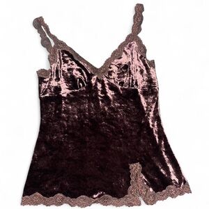 Express Pink and Brown Velvet Lace Camisole